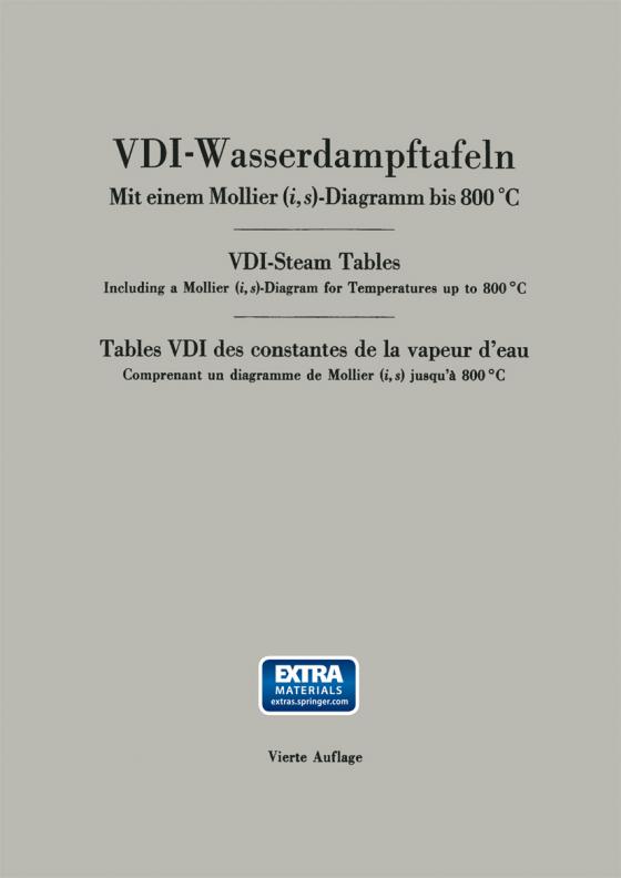 Cover-Bild VDI-Wasserdampftafeln / VDI-Steam Tables / Tables VDI des constantes