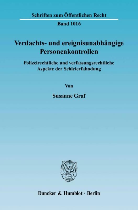 Cover-Bild Verdachts- und ereignisunabhängige Personenkontrollen.