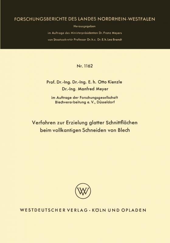 Cover-Bild Verfahren zur Erzielung glatter Schnittflächen beim vollkantigen Schneiden von Blech