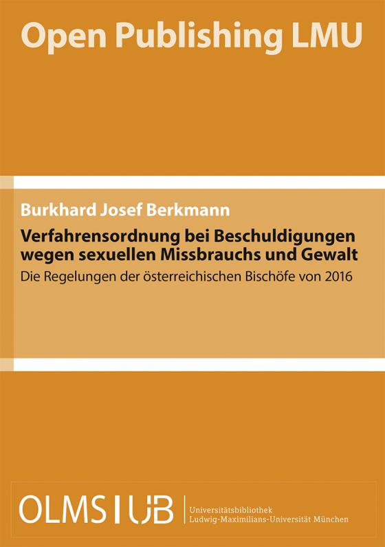 Cover-Bild Verfahrensordnung bei Beschuldigungen wegen sexuellen Missbrauchs und Gewalt