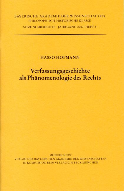 Cover-Bild Verfassungsgeschichte als Phänomenologie des Rechts