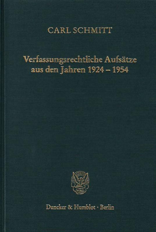 Cover-Bild Verfassungsrechtliche Aufsätze aus den Jahren 1924–1954.