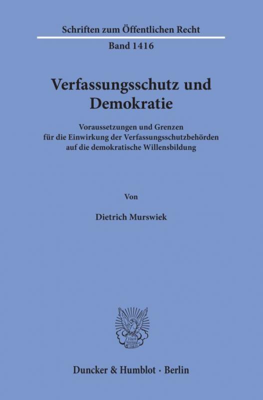 Cover-Bild Verfassungsschutz und Demokratie.
