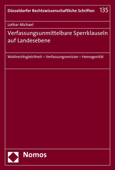 Cover-Bild Verfassungsunmittelbare Sperrklauseln auf Landesebene