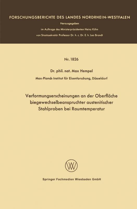 Cover-Bild Verformungserscheinungen an der Oberfläche biegewechselbeanspruchter austenitischer Stahlproben bei Raumtemperatur