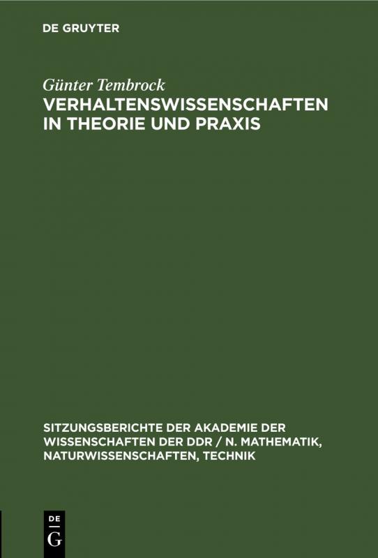 Cover-Bild Verhaltenswissenschaften in Theorie und Praxis