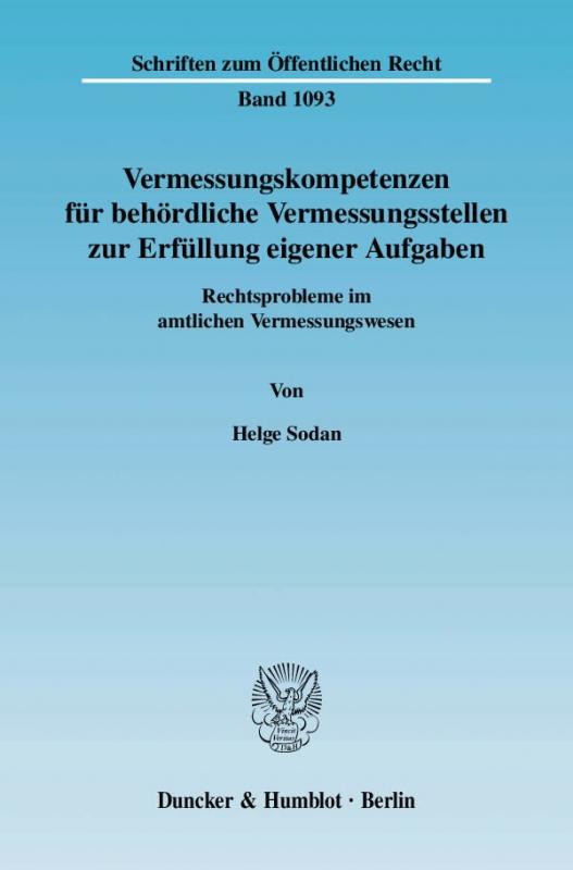 Cover-Bild Vermessungskompetenzen für behördliche Vermessungsstellen zur Erfüllung eigener Aufgaben.