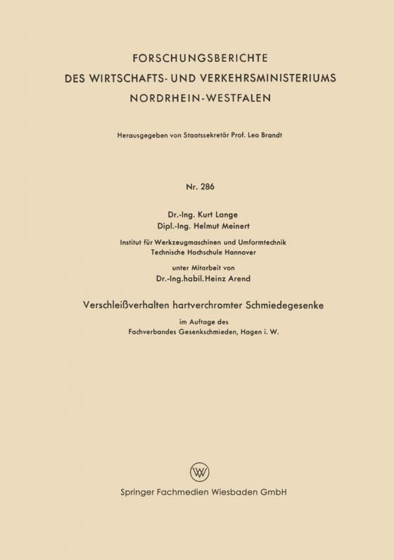 Cover-Bild Verschleißverhalten hartverchromter Schmiedegesenke im Auftage des Fachverbandes Gesenkeschmieden, Hagen i. W.