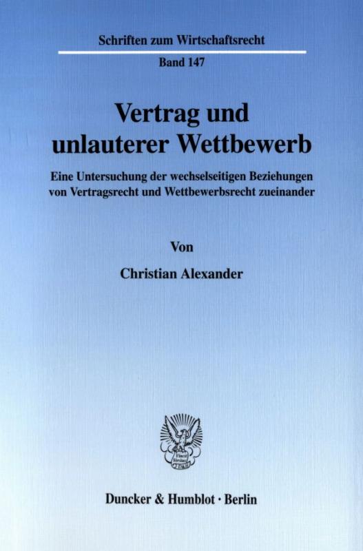 Cover-Bild Vertrag und unlauterer Wettbewerb.