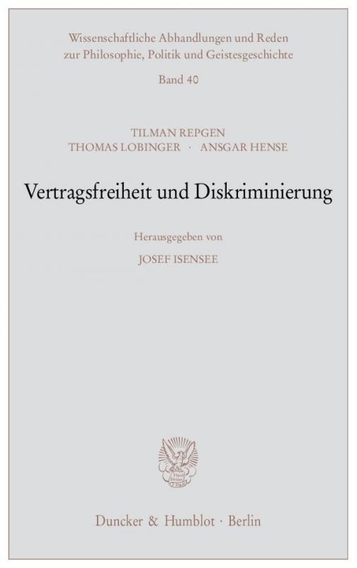 Cover-Bild Vertragsfreiheit und Diskriminierung.