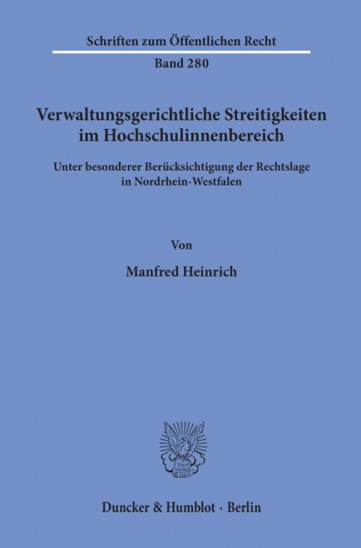 Cover-Bild Verwaltungsgerichtliche Streitigkeiten im Hochschulinnenbereich,