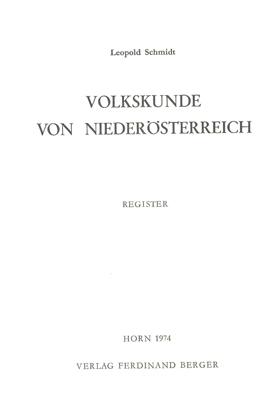 Cover-Bild Volkskunde von Niederösterreich