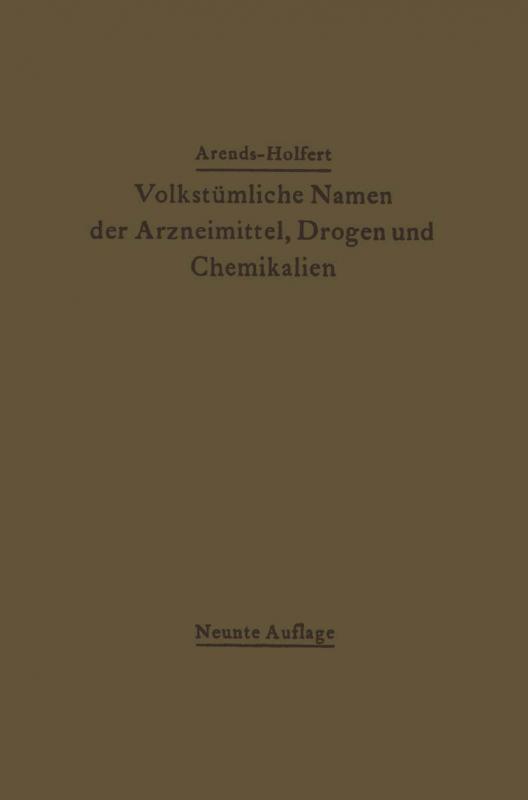 Cover-Bild Volkstümliche Namen der Arzneimittel, Drogen und Chemikalien