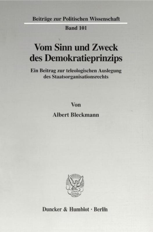 Cover-Bild Vom Sinn und Zweck des Demokratieprinzips.