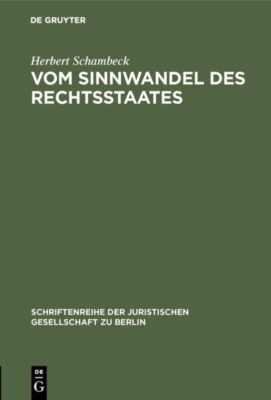 Cover-Bild Vom Sinnwandel des Rechtsstaates