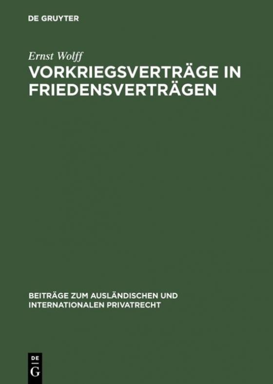 Cover-Bild Vorkriegsverträge in Friedensverträgen