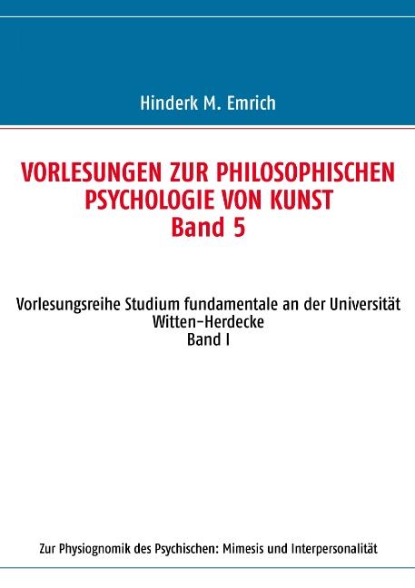 Cover-Bild Vorlesungen zur philosophischen Psychologie von Kunst. Band 5