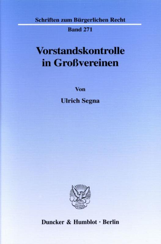 Cover-Bild Vorstandskontrolle in Großvereinen.