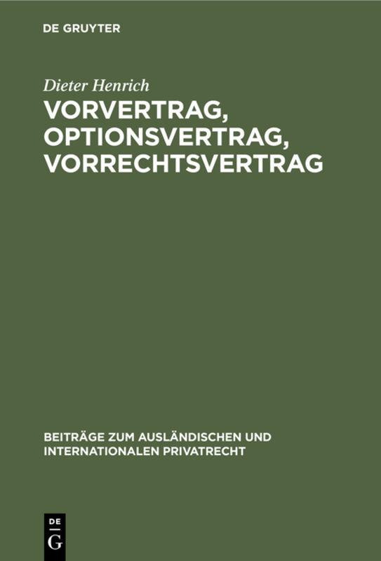 Cover-Bild Vorvertrag, Optionsvertrag, Vorrechtsvertrag