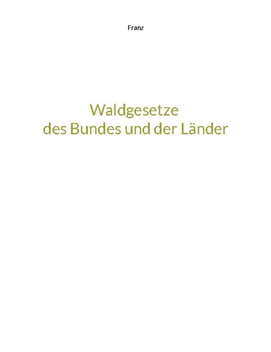 Cover-Bild Waldgesetze des Bundes und der Länder