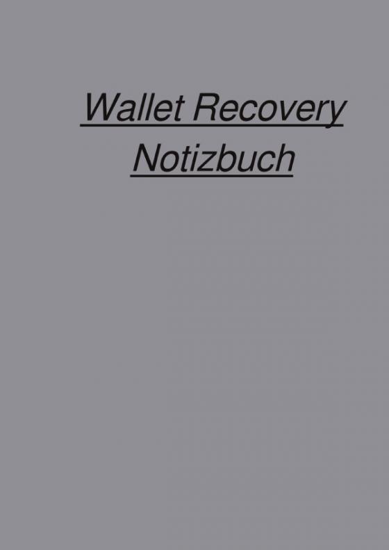 Cover-Bild Wallet Recovery Notizbuch