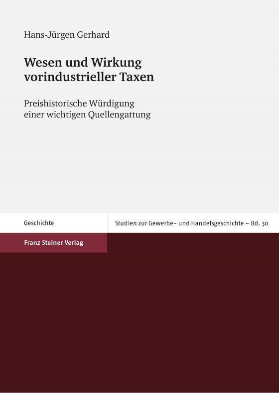 Cover-Bild Wesen und Wirkung vorindustrieller Taxen