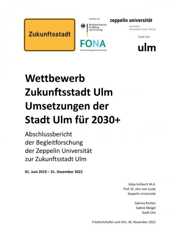 Cover-Bild Wettbewerb Zukunftsstadt Ulm - Umsetzungen der Stadt Ulm für 2030+