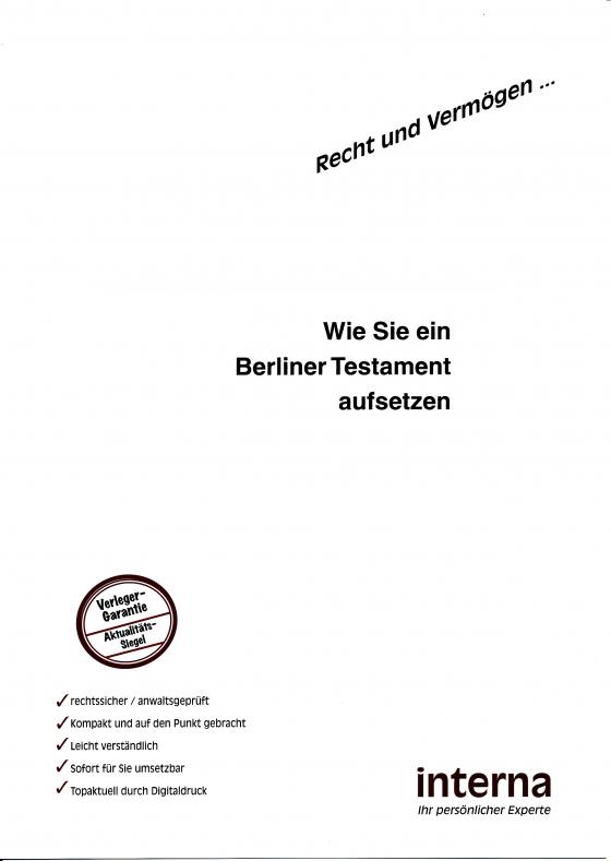 Cover-Bild Wie Sie ein Berliner Testament aufsetzen