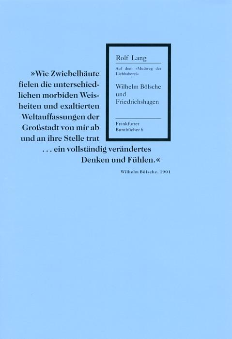 Cover-Bild Wilhelm Bölsche und Friedrichshagen