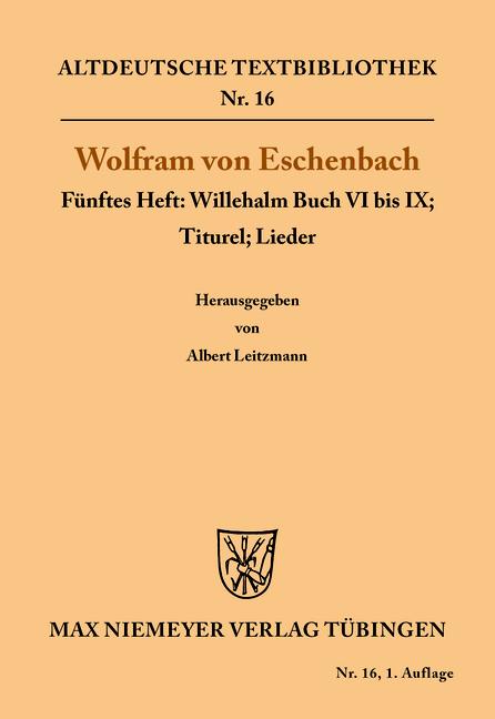 Cover-Bild Willehalm Buch VI bis IX; Titurel; Lieder