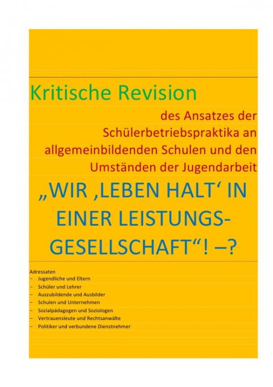 Cover-Bild „WIR ‚LEBEN HALT‘ IN EINER LEISTUNGS-GESELLSCHAFT“! –? / WIR ‚LEBEN HALT‘ IN EINER LEISTUNGS-GESELLSCHAFT“! –?