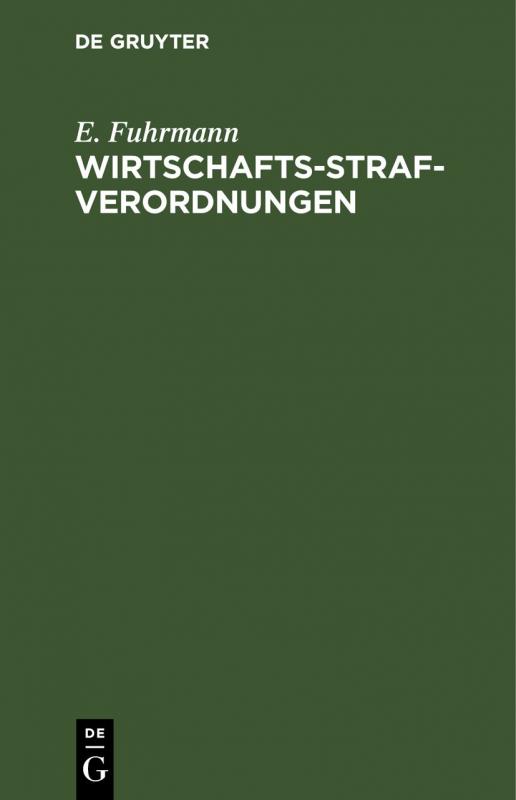 Cover-Bild Wirtschafts-Strafverordnungen