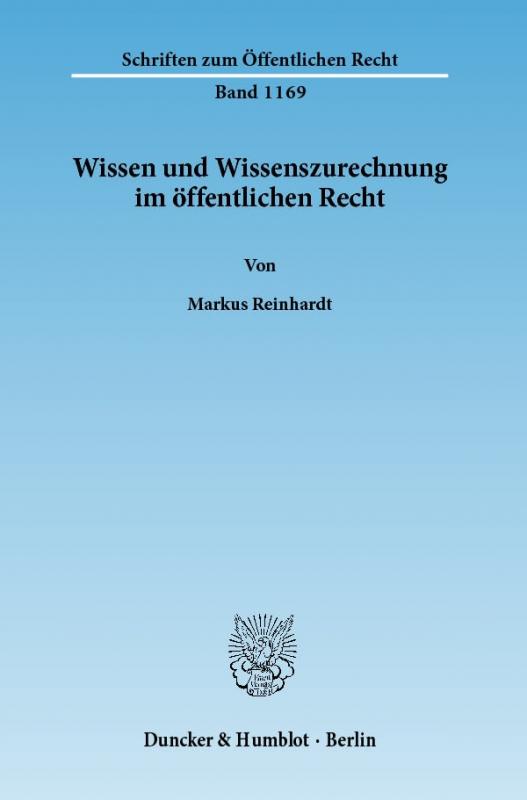 Cover-Bild Wissen und Wissenszurechnung im öffentlichen Recht.