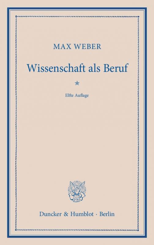 Cover-Bild Wissenschaft als Beruf.