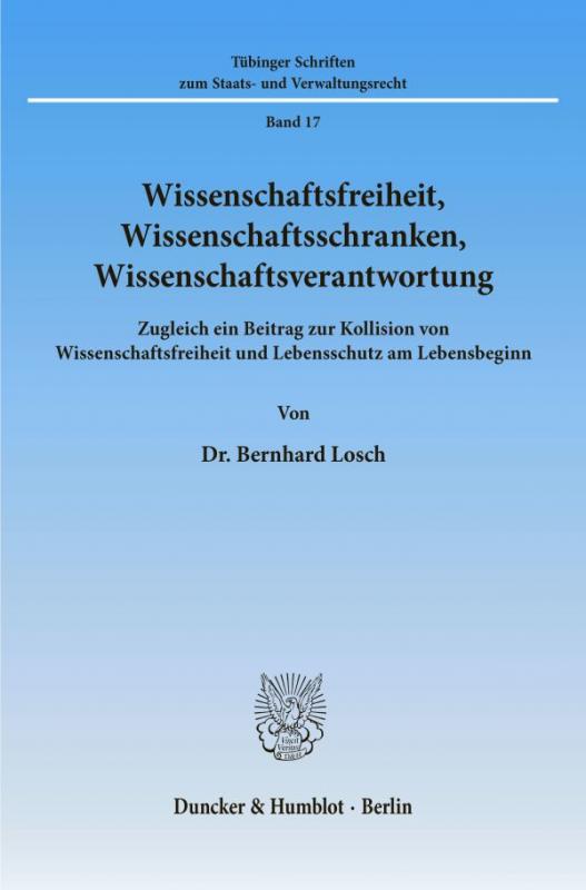 Cover-Bild Wissenschaftsfreiheit, Wissenschaftsschranken, Wissenschaftsverantwortung.