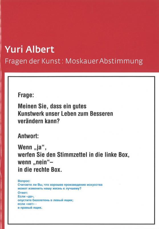 Cover-Bild Yuri Albert. Fragen der Kunst: Moskauer Abstimmung