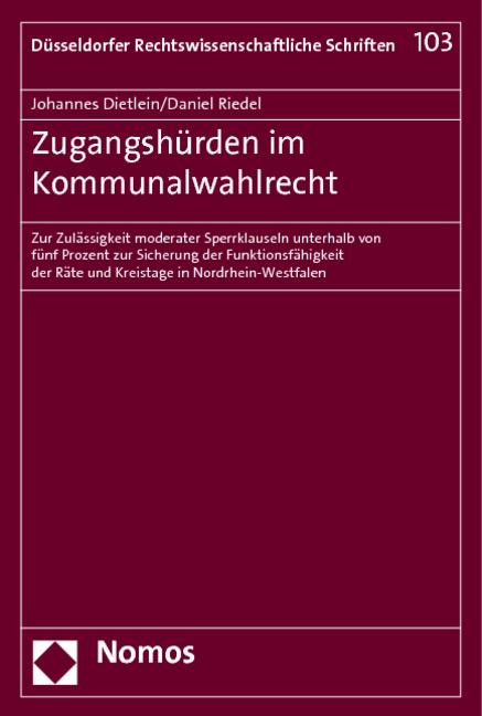 Cover-Bild Zugangshürden im Kommunalwahlrecht