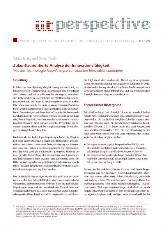 Cover-Bild Zukunftsorientierte Analyse der Innovationsfähigkeit