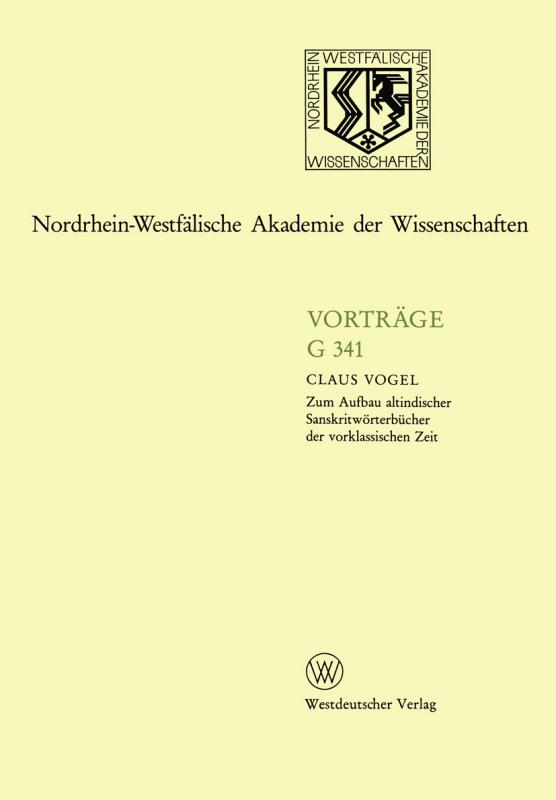 Cover-Bild Zum Aufbau altindischer Sanskritwörterbücher der vorklassischen Zeit