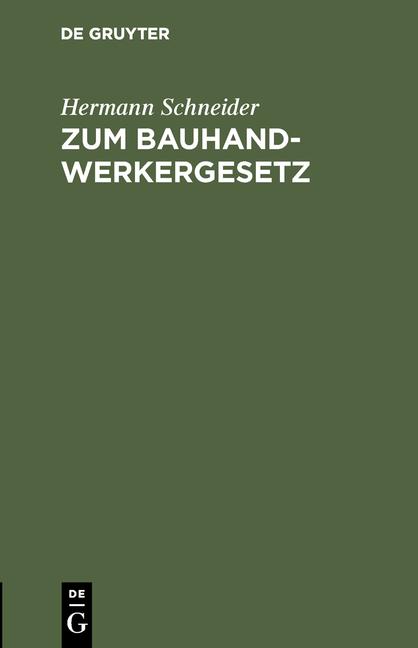 Cover-Bild Zum Bauhandwerkergesetz