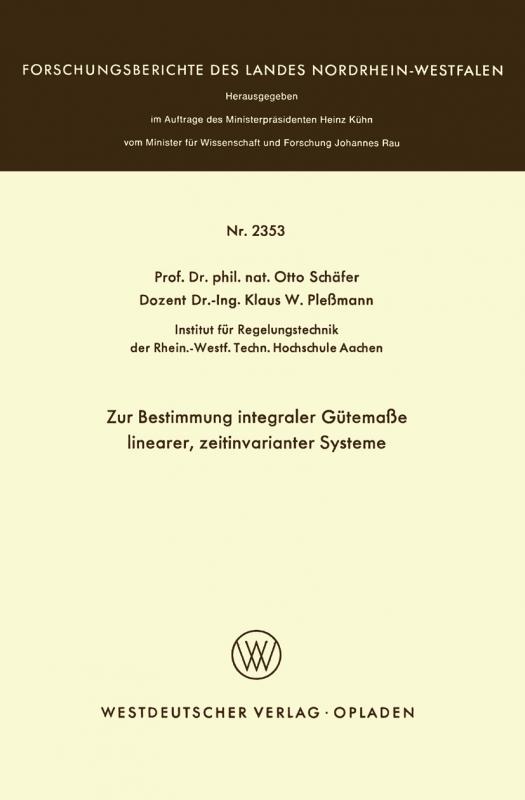Cover-Bild Zur Bestimmung integraler Gütemaße linearer, zeitinvarianter Systeme