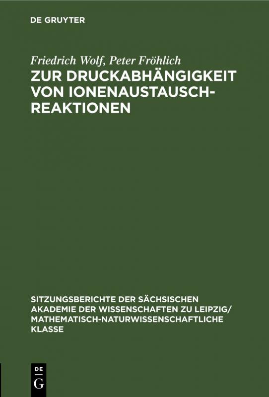 Cover-Bild Zur Druckabhängigkeit von Ionenaustauschreaktionen