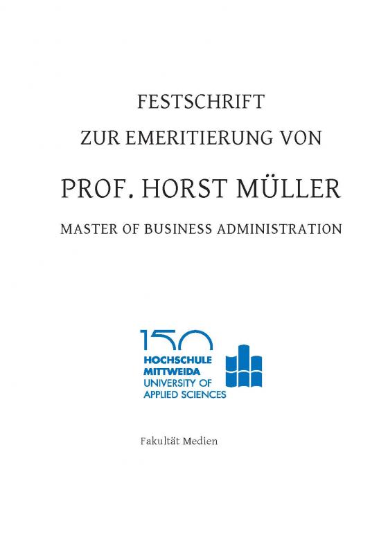 Cover-Bild Zur Emeritierung von Prof. Horst Müller