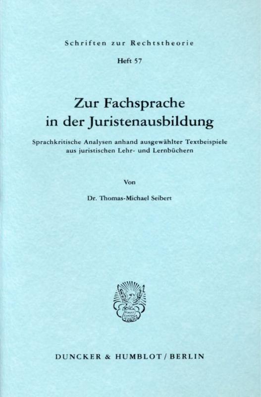 Cover-Bild Zur Fachsprache in der Juristenausbildung.