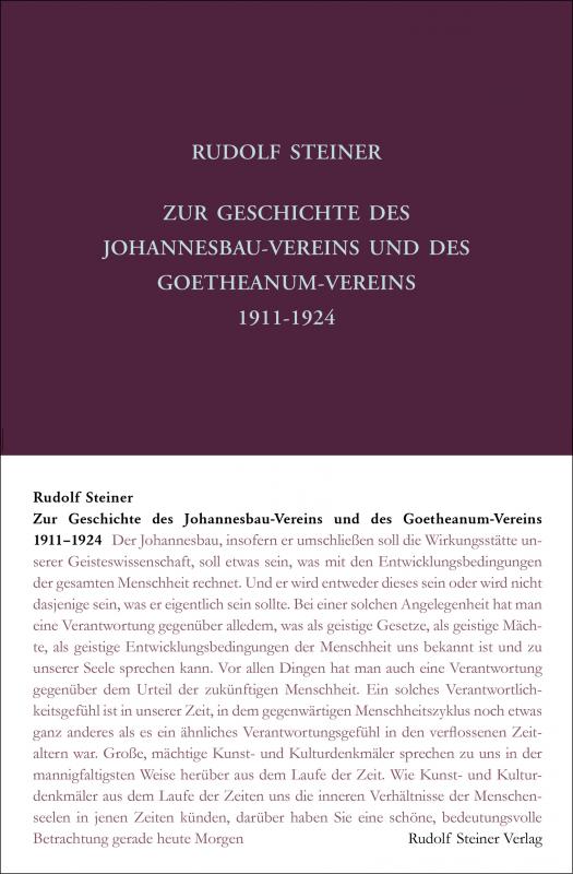 Cover-Bild Zur Geschichte des Johannesbau-Vereins und des Goetheanum-Vereins 1911-1924