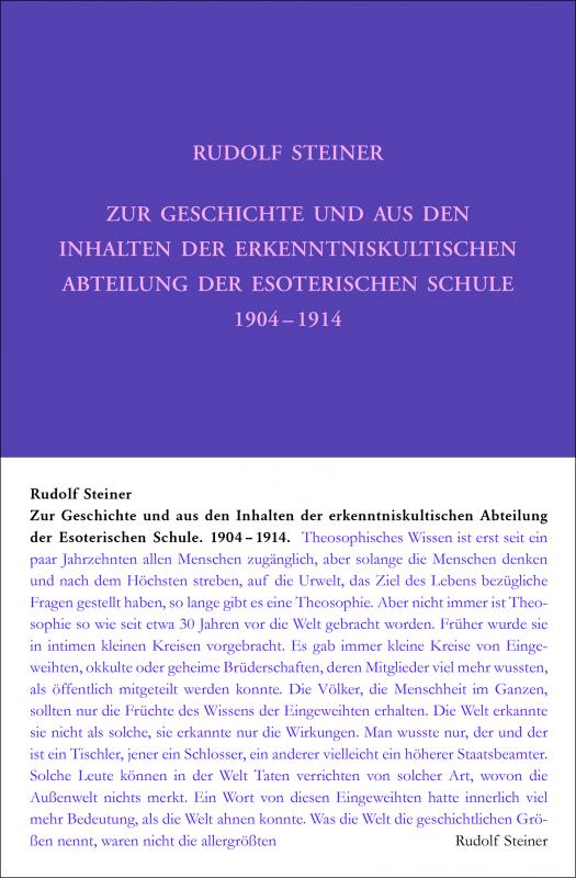Cover-Bild Zur Geschichte und aus den Inhalten der erkenntniskultischen Abteilung der Esoterischen Schule 1904 bis 1914