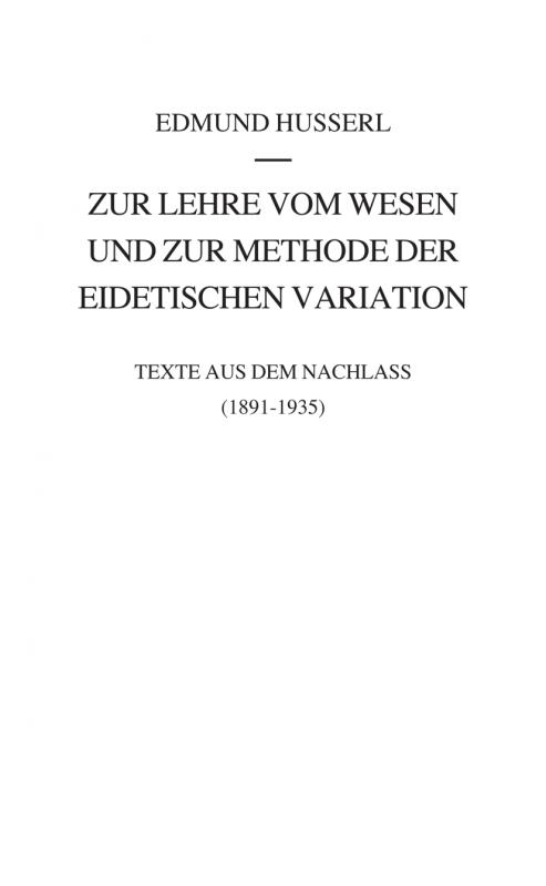 Cover-Bild Zur Lehre vom Wesen und zur Methode der eidetischen Variation