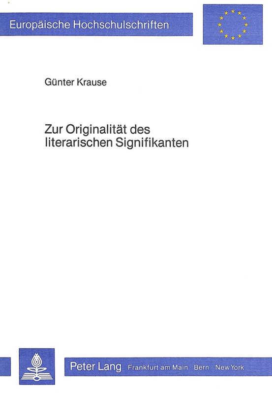 Cover-Bild Zur Originalität des literarischen Signifikanten