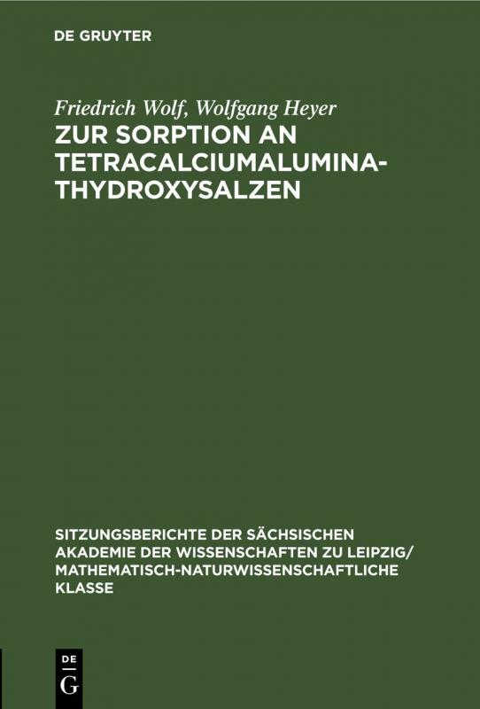 Cover-Bild Zur Sorption an Tetracalciumaluminathydroxysalzen