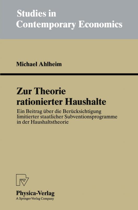 Cover-Bild Zur Theorie rationierter Haushalte